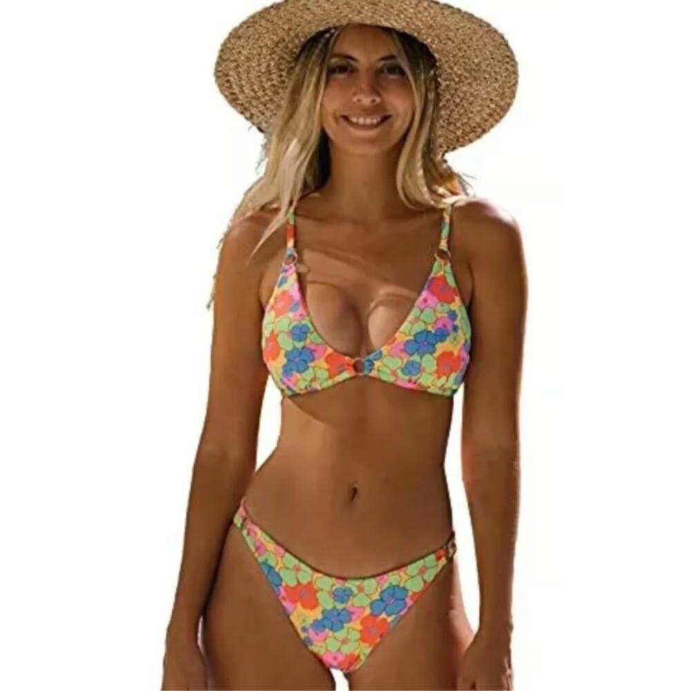 Womens Swimsuit Floral Print Summer Two-Piece Bathing Suit Set Bikini - Picture 6 of 6